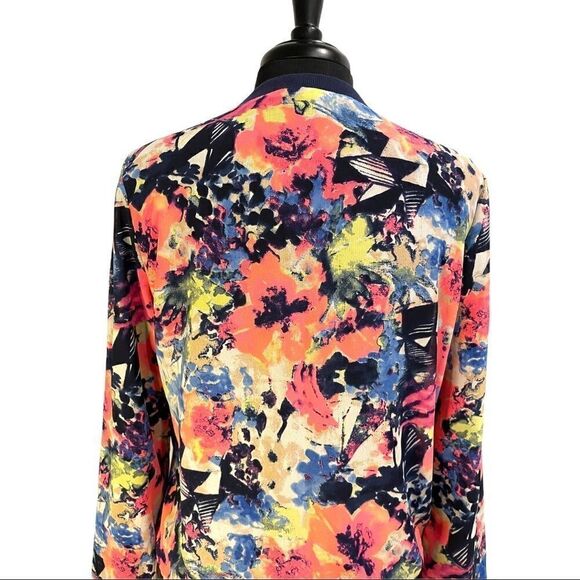 Japna Floral Zip Front Bomber Jacket Sz L - Picture 8 of 11